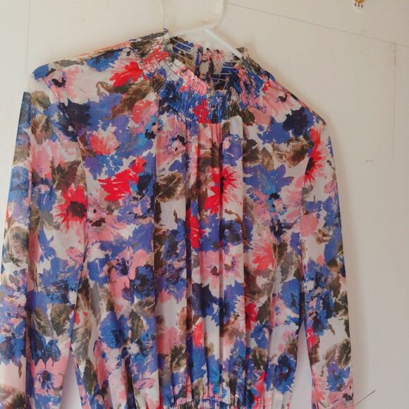 Misa Los Angeles Savanna Dress Floral Print Asymmetrical Ruffle Multicolor M - Picture 4 of 9